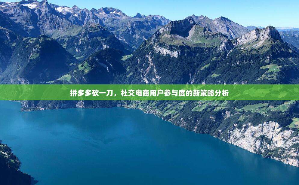 拼多多砍一刀，社交电商用户参与度的新策略分析