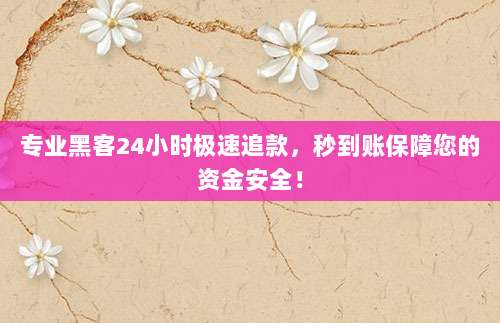 专业黑客24小时极速追款，秒到账保障您的资金安全！