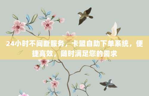 24小时不间断服务，卡盟自助下单系统，便捷高效，随时满足您的需求