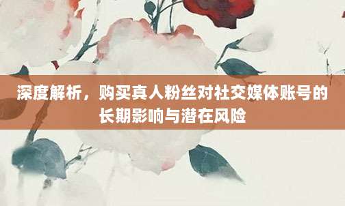 深度解析，购买真人粉丝对社交媒体账号的长期影响与潜在风险