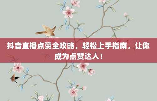 抖音直播点赞全攻略,轻松上手指南,让你成为点赞达人!