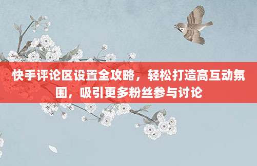 快手评论区设置全攻略，轻松打造高互动氛围，吸引更多粉丝参与讨论