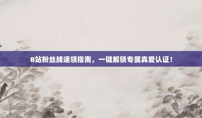 B站粉丝牌速领指南，一键解锁专属真爱认证！