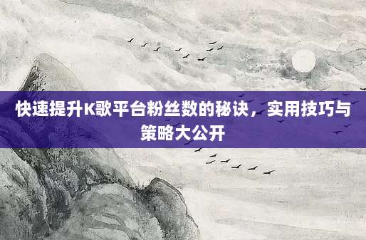 快速提升K歌平台粉丝数的秘诀，实用技巧与策略大公开