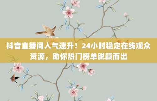 抖音直播间人气速升！24小时稳定在线观众资源，助你热门榜单脱颖而出