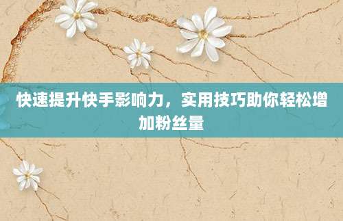 快速提升快手影响力，实用技巧助你轻松增加粉丝量