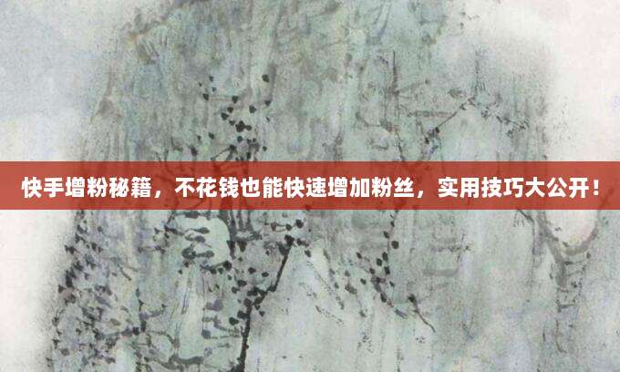 快手增粉秘籍，不花钱也能快速增加粉丝，实用技巧大公开！