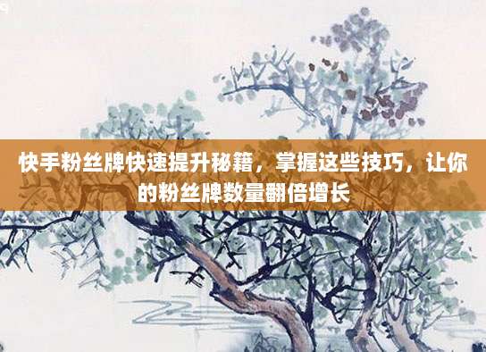 快手粉丝牌快速提升秘籍，掌握这些技巧，让你的粉丝牌数量翻倍增长