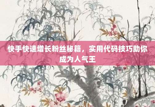 快手快速增长粉丝秘籍，实用代码技巧助你成为人气王