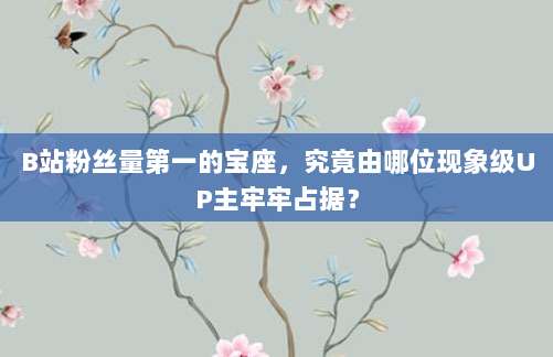 B站粉丝量第一的宝座，究竟由哪位现象级UP主牢牢占据？