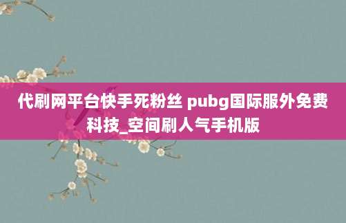 代刷网平台快手死粉丝 pubg国际服外免费科技_空间刷人气手机版